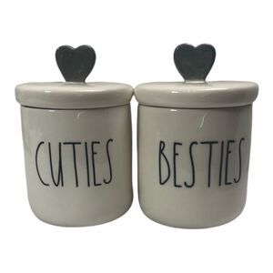 Rae Dunn small CUTIES and BESTIES heart top canisters